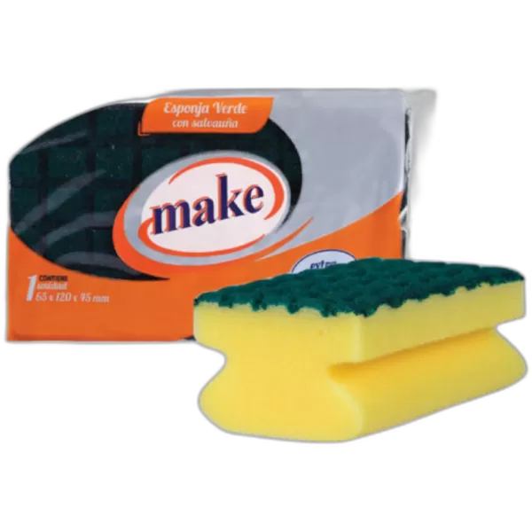 Esponja Fibra Acanalada c/Salvauñas "Make" Pack x 12 un.