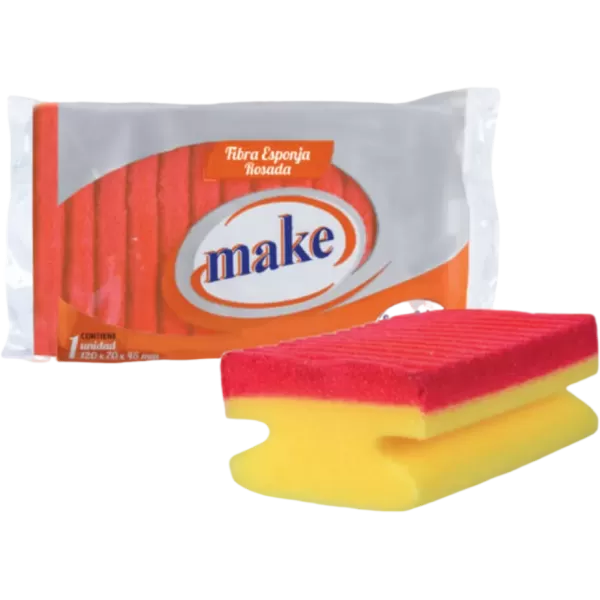 Esponja Fibra Sanitaria Rosa "Make" Pack x 12 un.