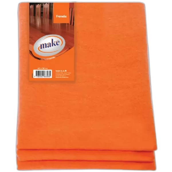 Franela algodón 50x40 "Make" Caja x 12 un.